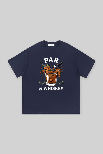 Par & Whiskey Dachshund Golf Tee in navy, front view