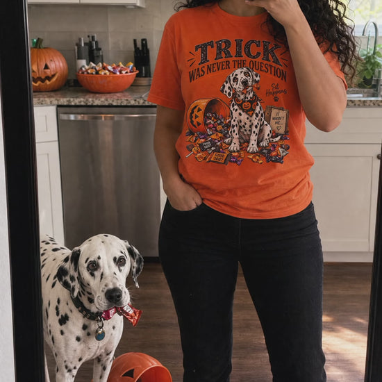 Trick Was Never The Question Dalmatian Halloween t-shirt video
