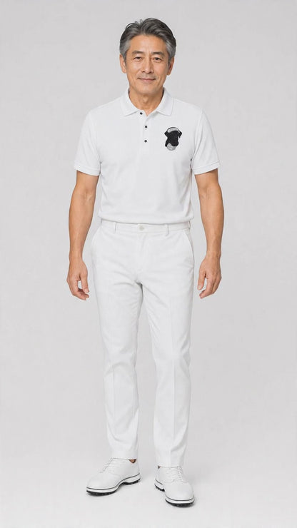 Schwarzer Labrador Golfball – Besticktes Polo-Shirt
