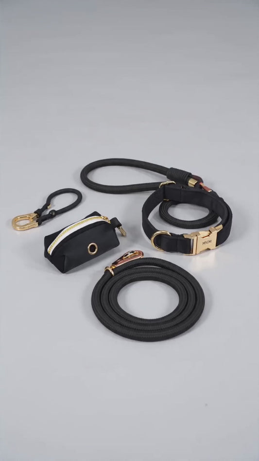 Evergreen Luxus-Set Halsband & Leine – Schwarz
