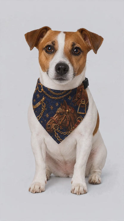 Dog Bandana - Horse Tack & Vintage Chain Design