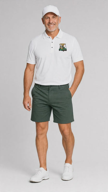 Frenchie Golf Cart Green - Embroidered Polo Shirt