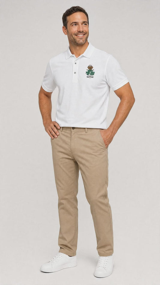Golden Retriever Golf Polo, Embroidered Best Dog Dad By Par Shirt