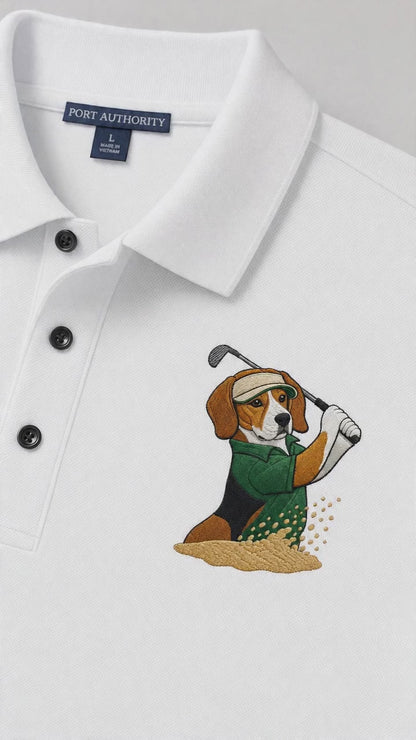 Beagle Golfschwung – Besticktes Polo-Shirt