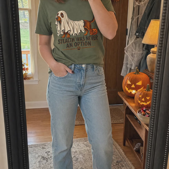 Stealth Was Never An Option dachshund Halloween t-shirt video