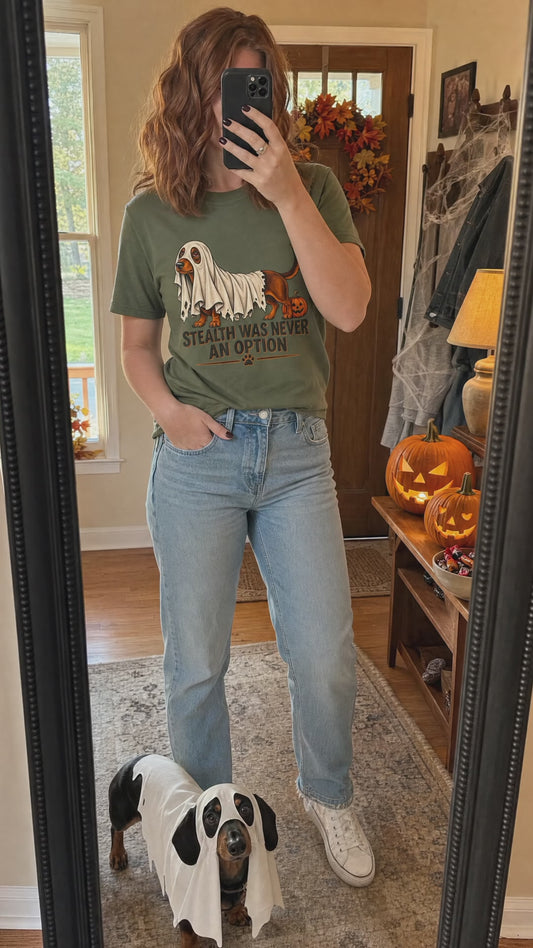 Stealth Was Never An Option dachshund Halloween t-shirt video