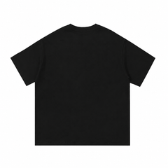 Putting dachshund golf T-shirt, blank back flatlay. Color: Black
