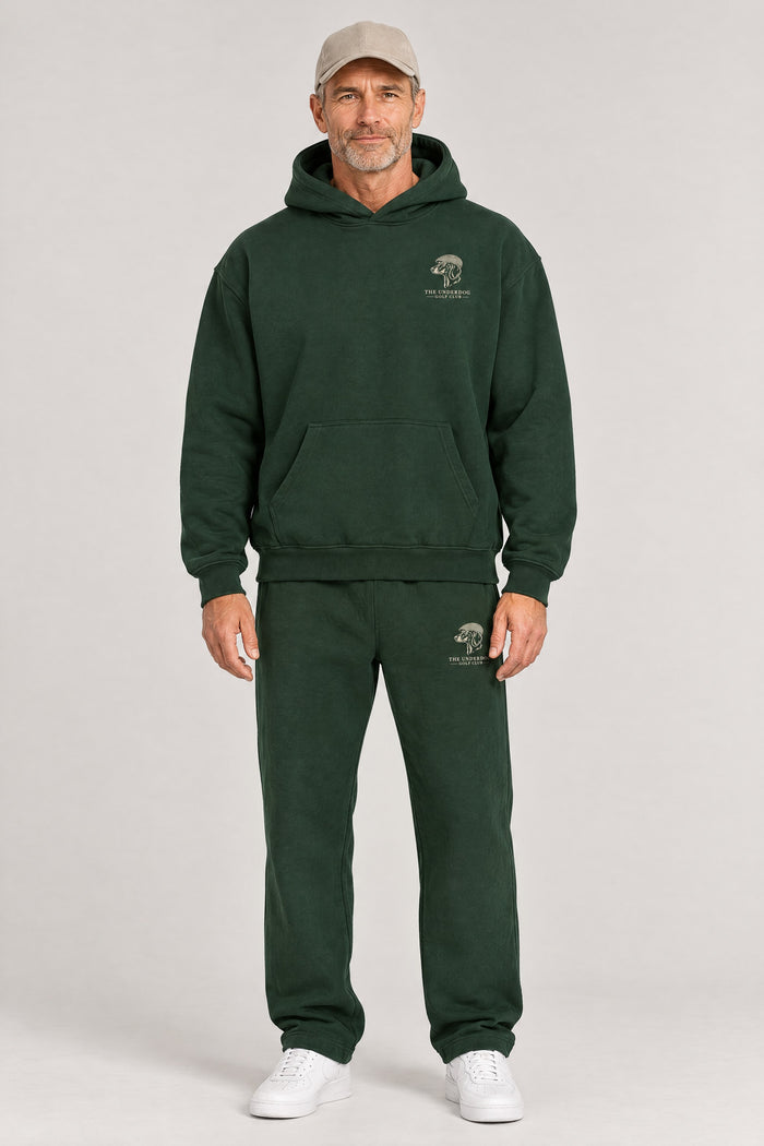 Underdog Golf Club Dachshund Crest Sweatpants, Dark Gray & Green