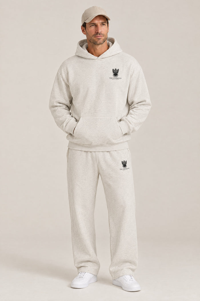 The Marshal French Bulldog Golf Hoodie, White & Oat Gray