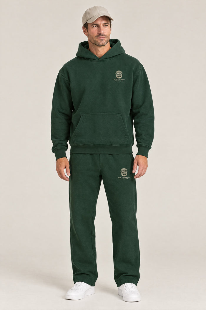 The Heavy Hitter Pug Golf Hoodie, Dark Gray & Green